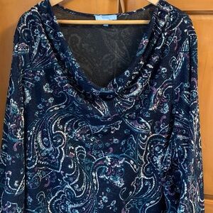 Navy Paisley stretch tunic 3X